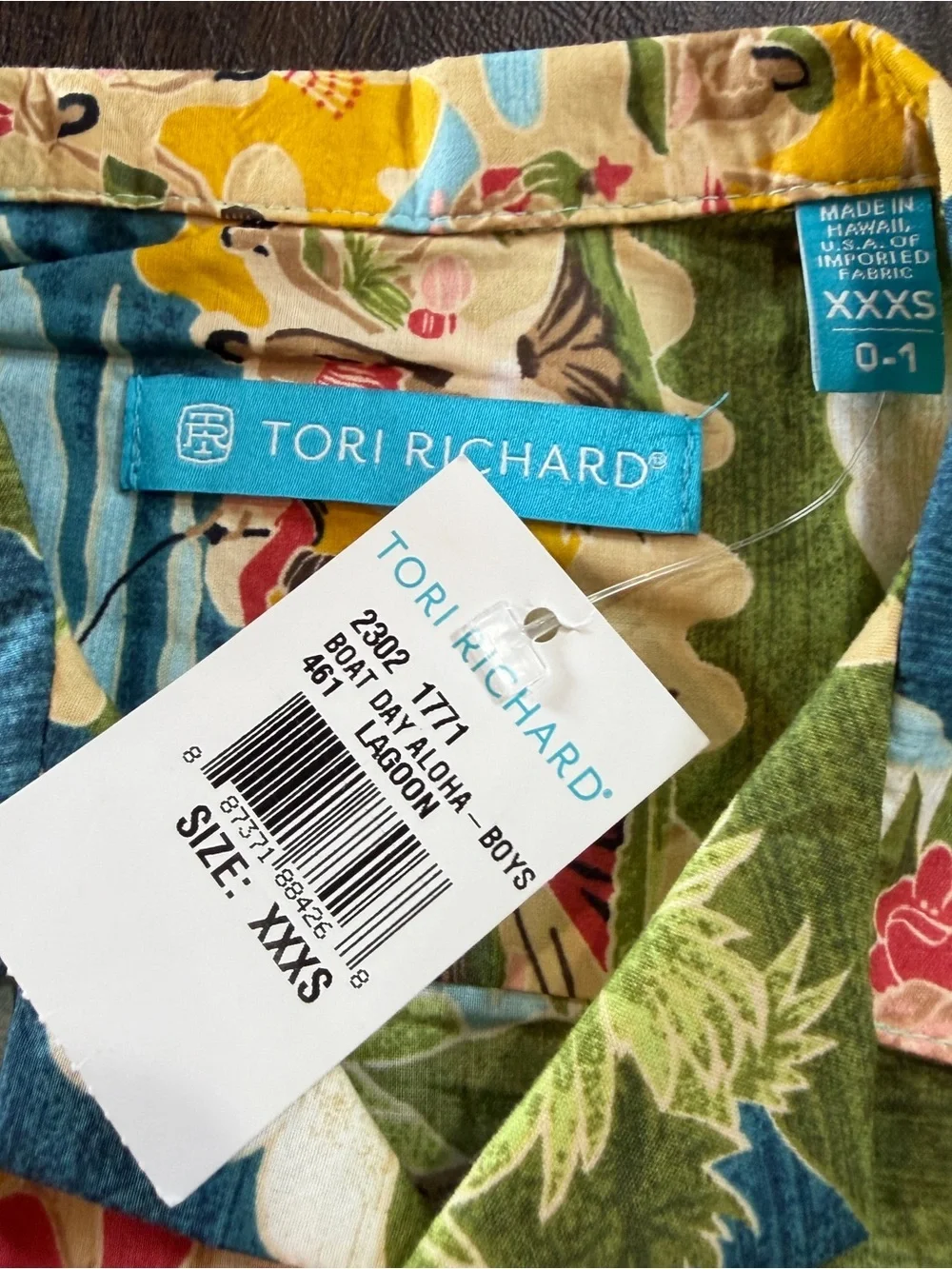 Tori Richard Kids Blue Multi Hawaiian Aloha Shirt Sz XXXS 0-1 (12M) NWT